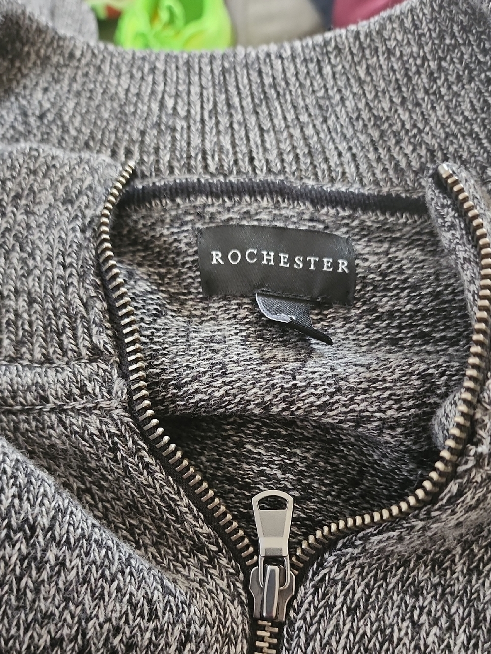 Gray Zipup Sweater Textile Accessory